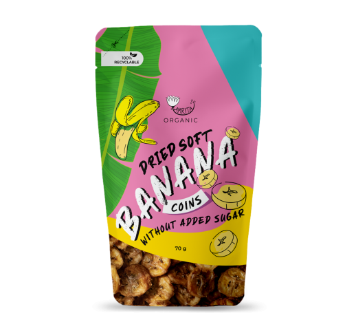 Organic Dried Soft Banana Coins AMRITA, 70 g  1