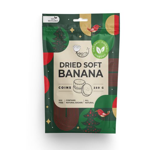 Organic Dried Soft Banana Coins AMRITA, 250 g 1