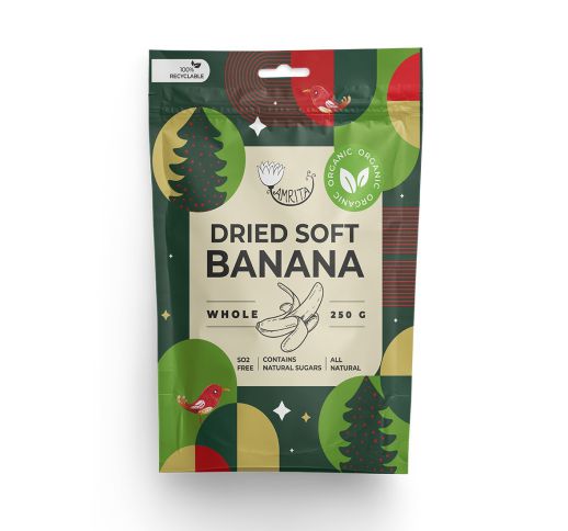 Ekologiški džiovinti minkšti bananai AMRITA, 250 g 1