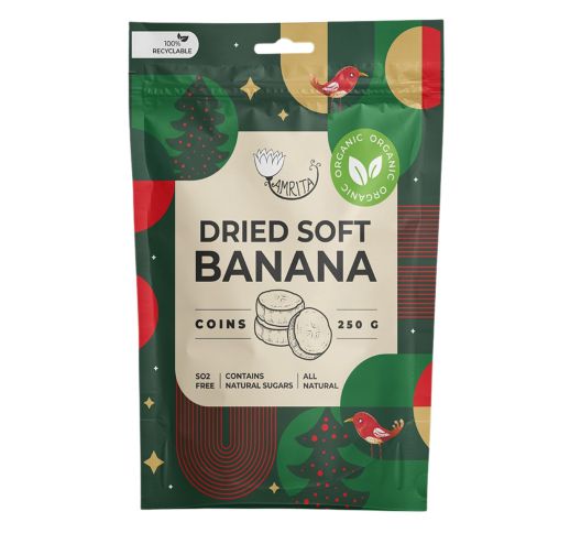 Organic Dried Soft Banana Coins AMRITA, 250 g 1