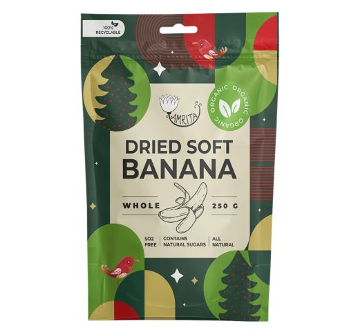 Organic Dried Soft Banana whole AMRITA, 250 g 1