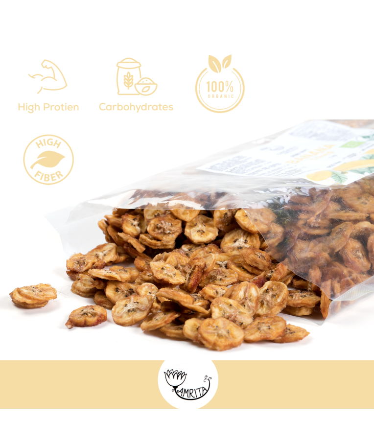 Organic Dried Soft Banana Coins AMRITA, 1kg 2