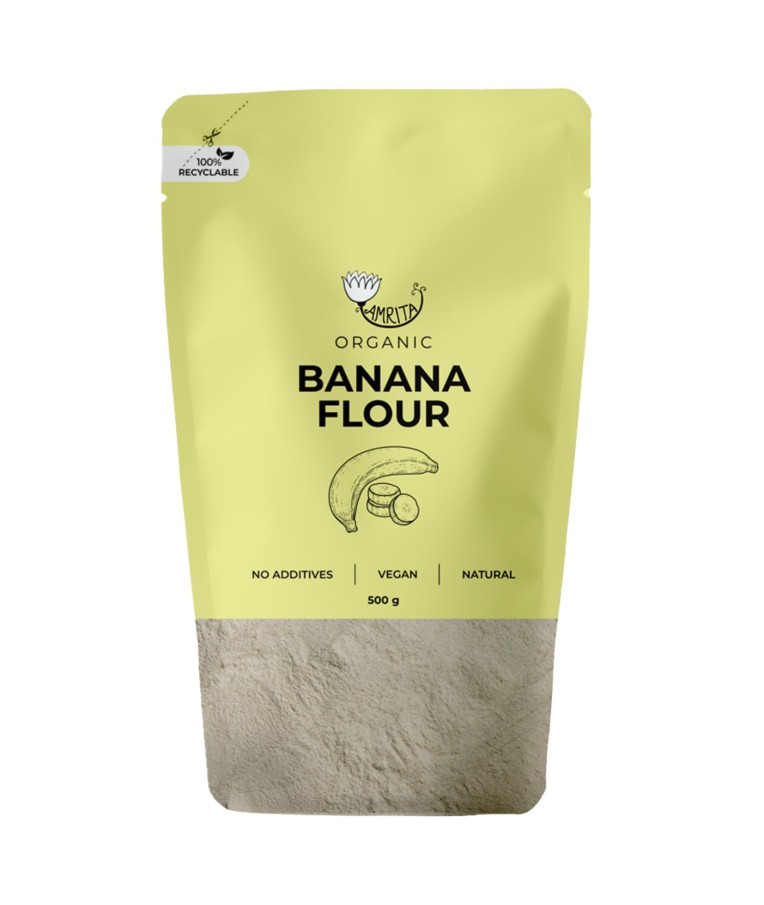 Ekologiški žaliųjų bananų miltai AMRITA, 500 g 1