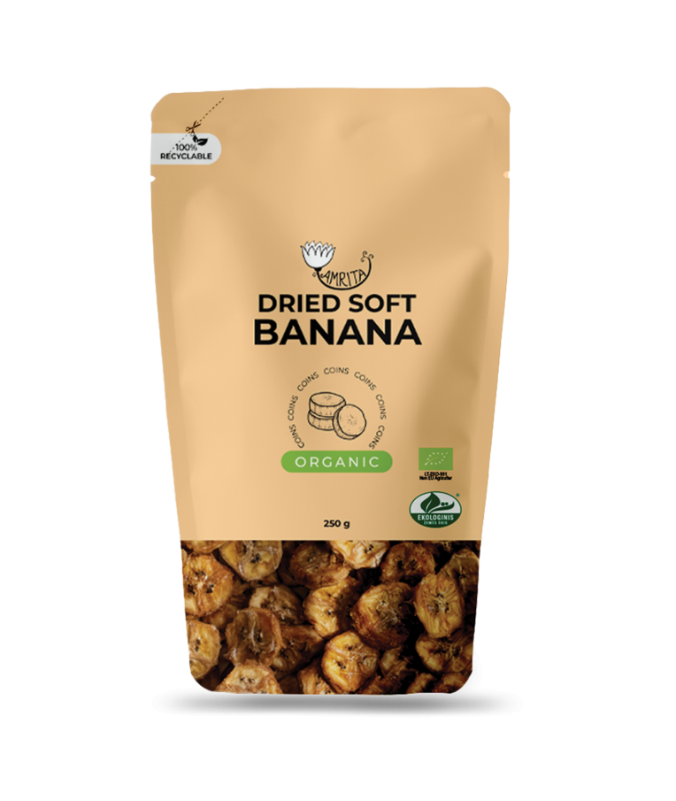 Organic Dried Soft Banana Coins AMRITA, 250 g 1
