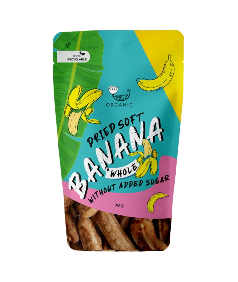 Ekologiški džiovinti minkšti bananai AMRITA, 70 g 1