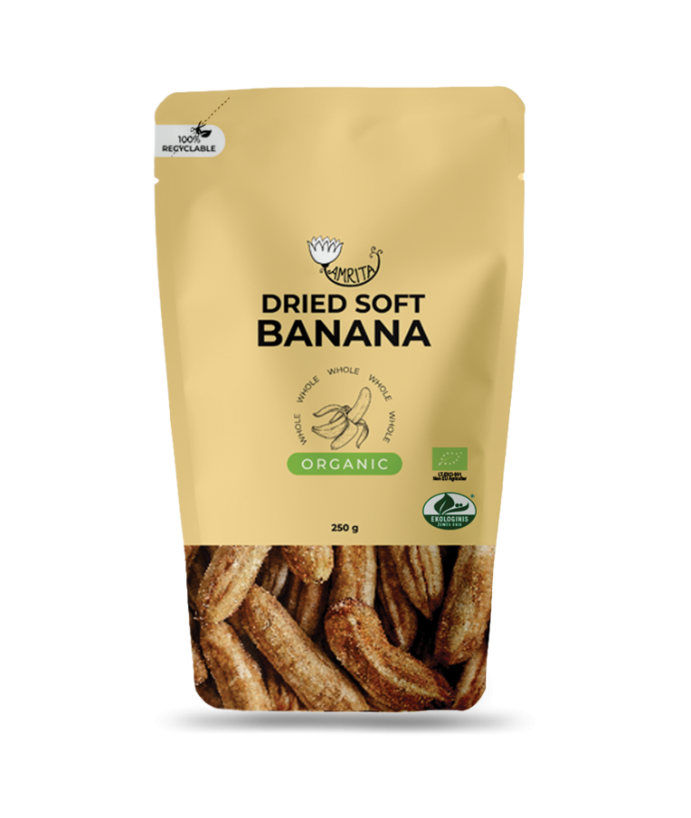 Ekologiški džiovinti minkšti bananai AMRITA, 250 g 1