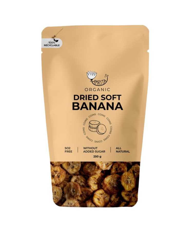 Organic Dried Soft Banana Coins AMRITA, 250 g 1