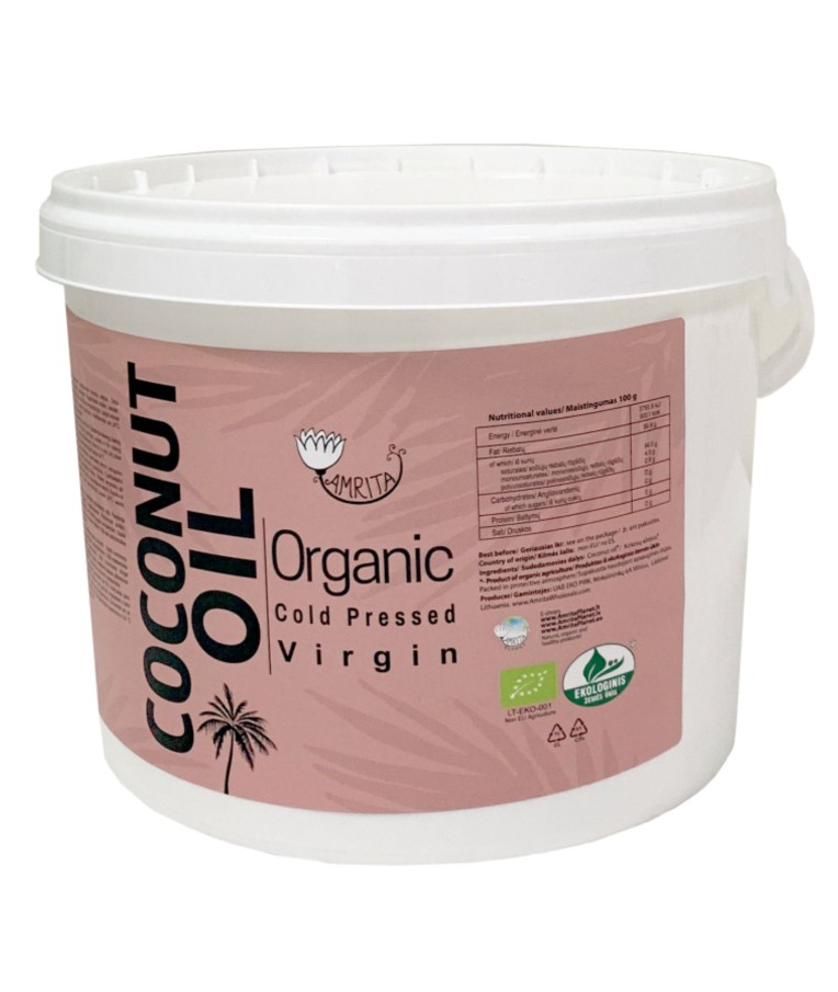 Ekologiškas nerafinuotas šalto spaudimo kokosų aliejus AMRITA, 3 l 1